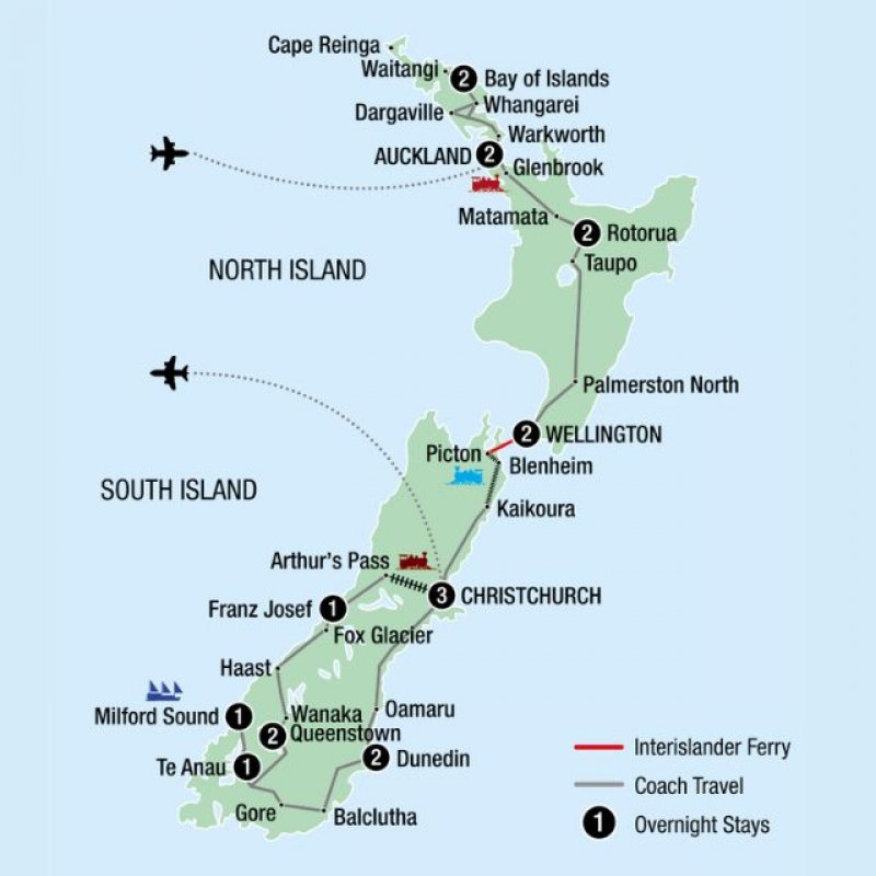 Map of 19-Day Signature Rail, Cruise and Coach route