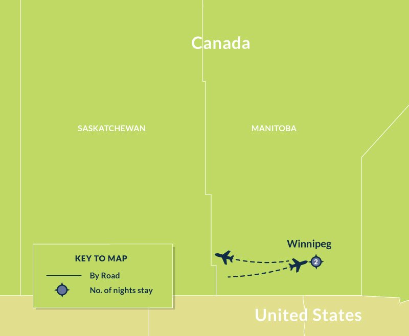 Map of 3 Day Winnipeg City Stay route