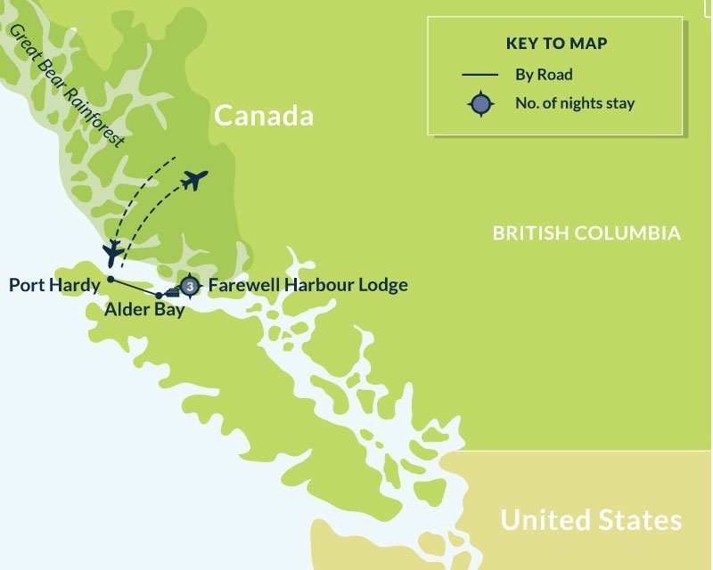 Map of 4 Day Wildlife Experience at Farewell Harbour Lodge route