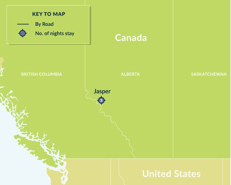 Map of 4 Day Jasper Getaway route
