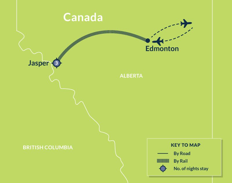 Map of 4 Day Snow Train to Jasper - Adventure, Wildlife and Culinary Experience route