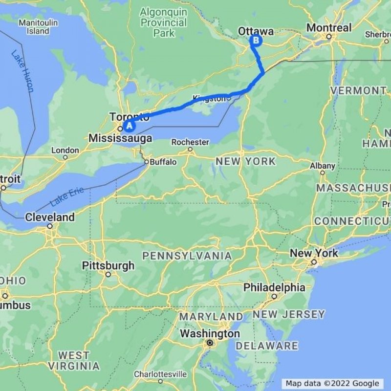 Map of 6 Day Ontario by Rail route
