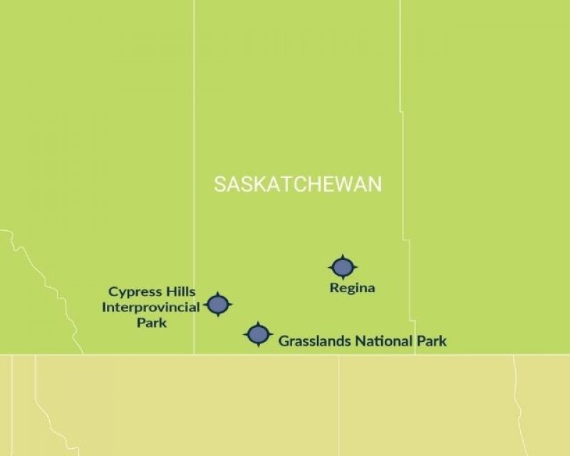 Map of 6 Day Saskatchewan Southern Charms route