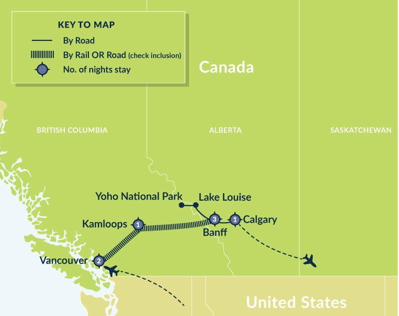 Map of 9 Day Rocky Mountains Culinary Experience route