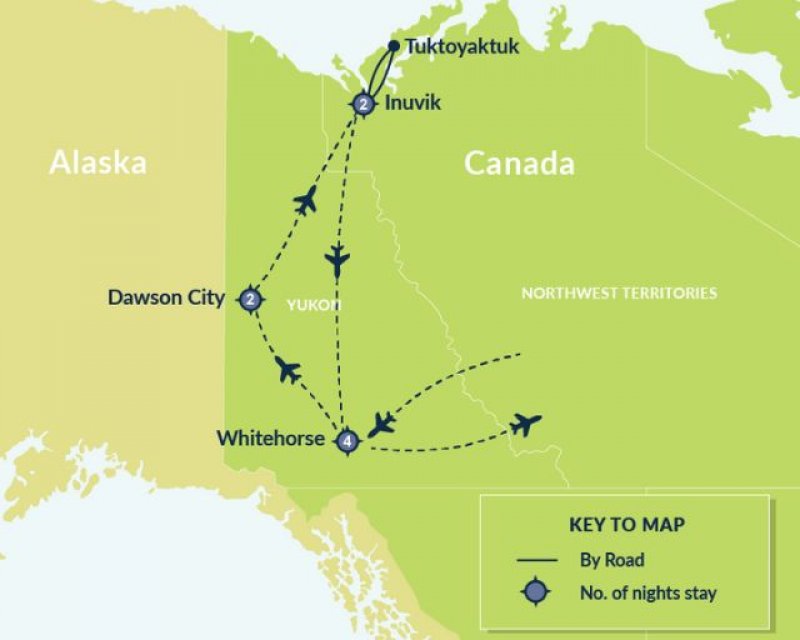 Map of Inuit Lands and the Road to the Arctic route