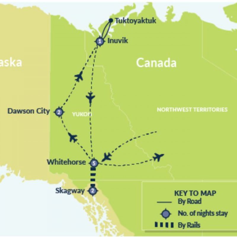 Map of Inuit Lands and the Road to the Arctic with Skagway route
