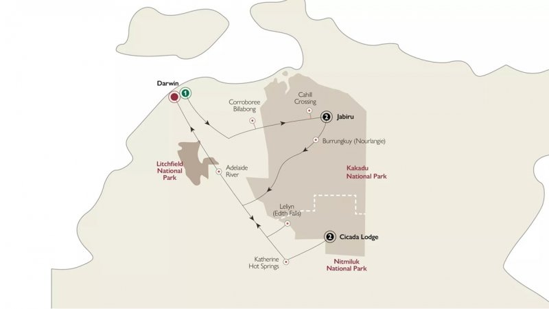 Map of Kakadu´s Ancient Secrets route