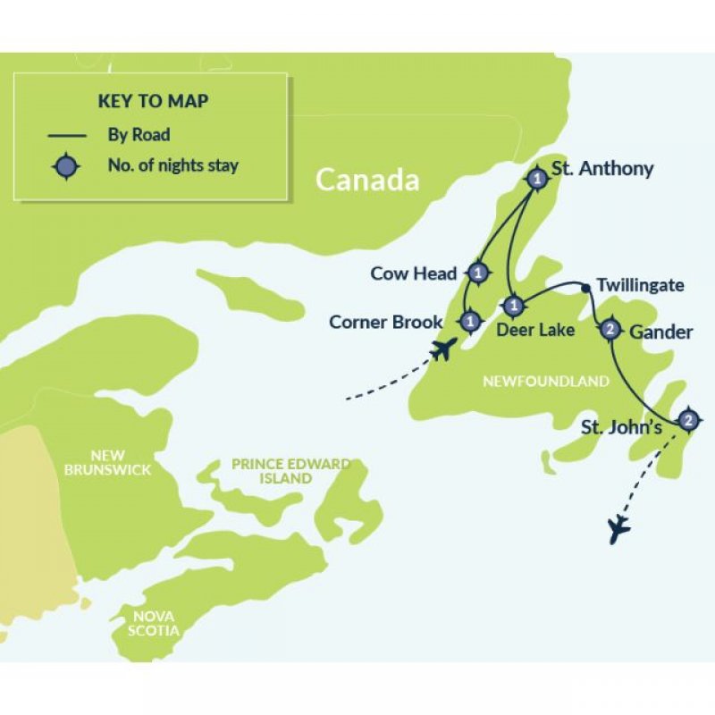 Map of Newfoundland Discovery route
