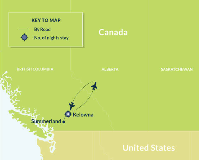 Map of 5 Day Okanagan Wine Trail route